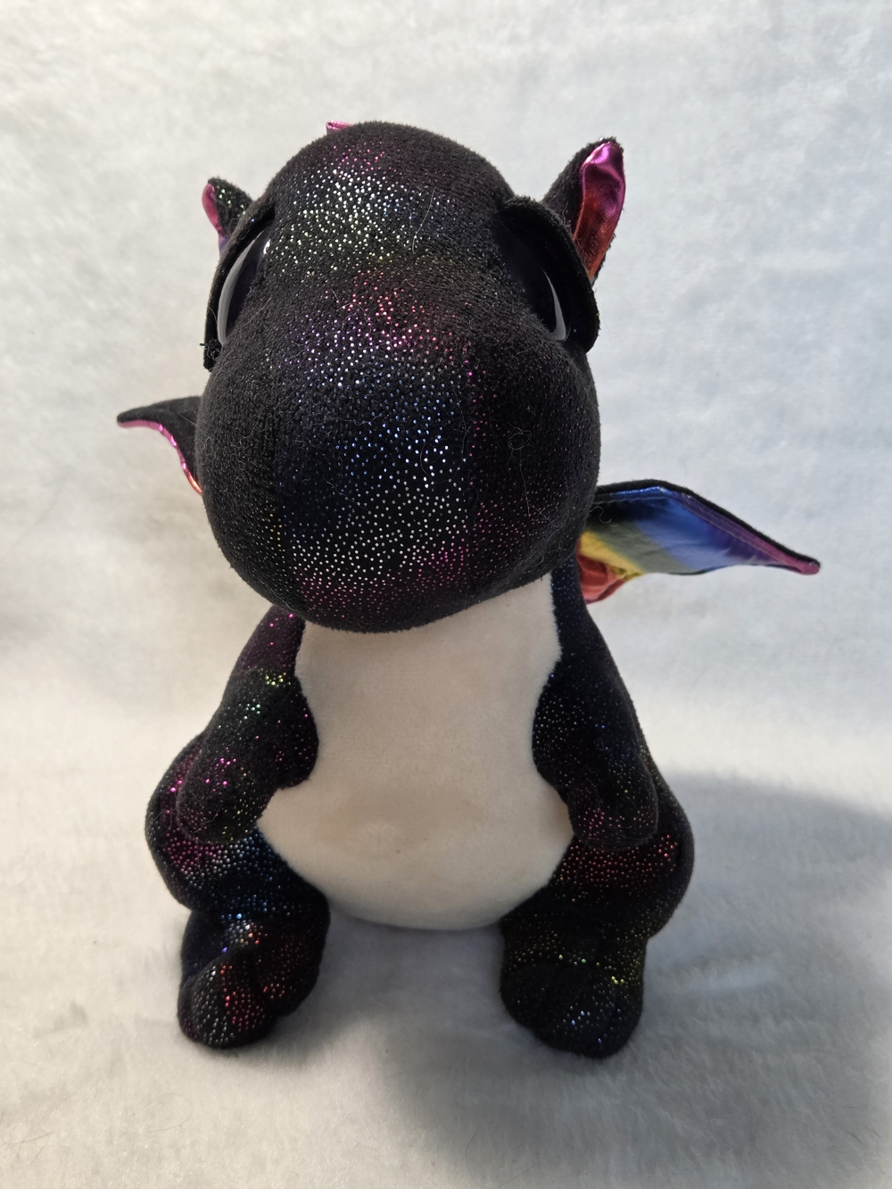 ANORA Ty Beanie Boos 9" Black Glitter Dragon Iridescent Rainbow NO HANGTAG